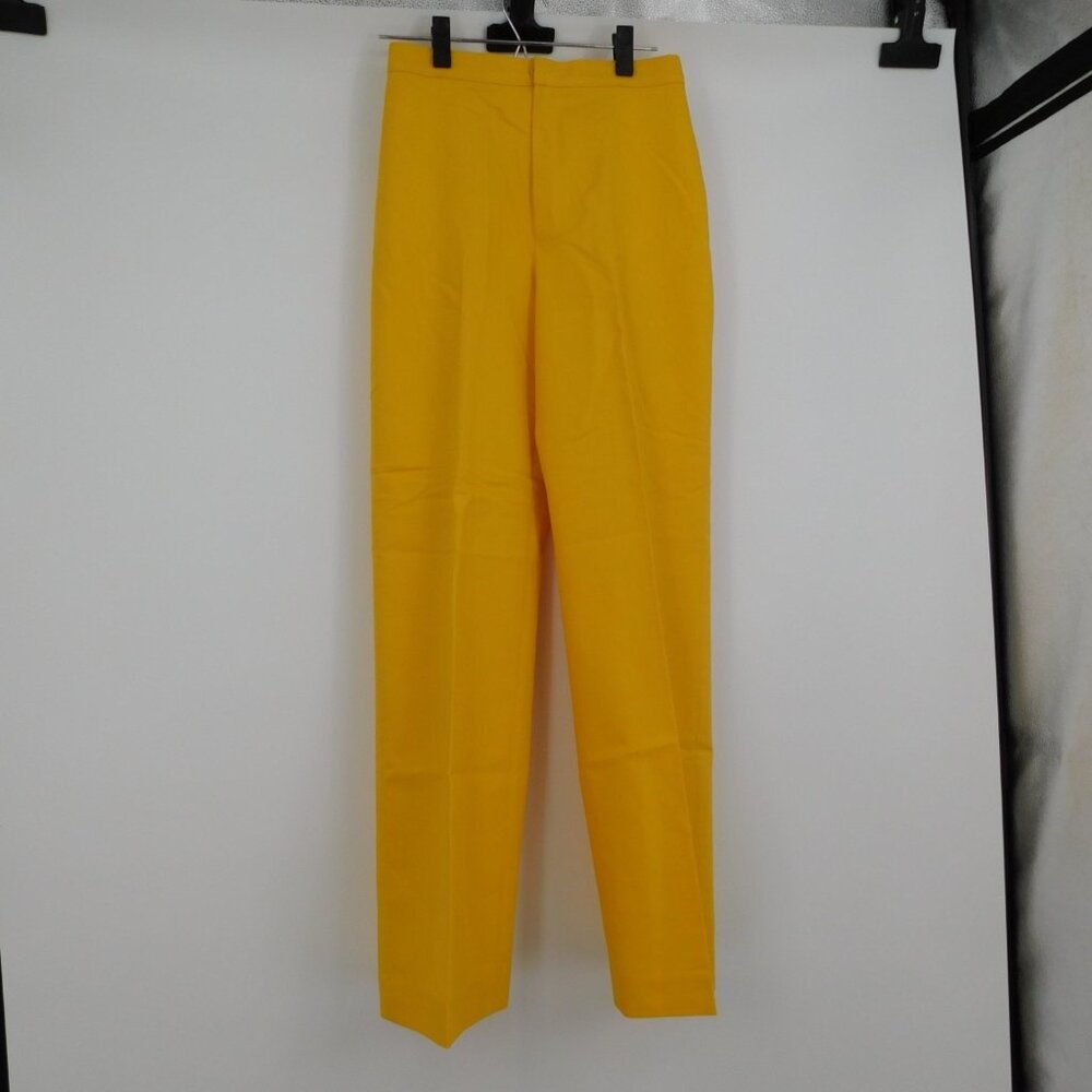 Jantzen Women Yellow Straight Cut Cotton Blend Stretch Flat Front Pants Size 10